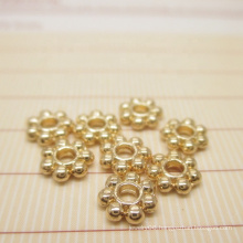 IB3698 Wholesale Copper Beads Gold Color Flower Loose Spacer Beads